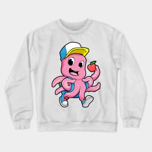 Octopus as Student with Backpack and Apple Crewneck Sweatshirt